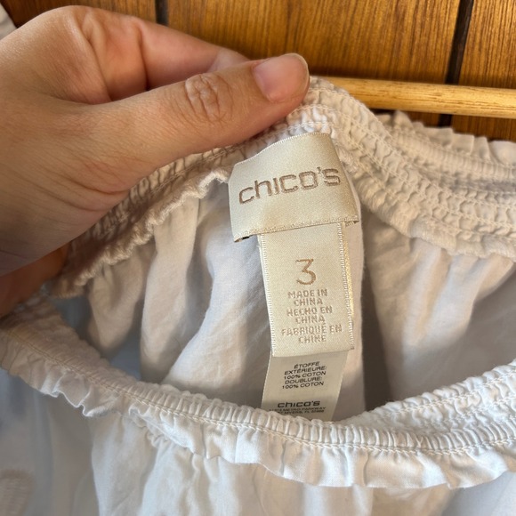 Chicos Embroidered Off The Shoulder Boho Lace White Cotton Blouse Plus Size 16 - Picture 7 of 9